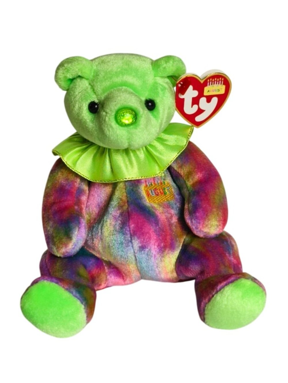 Ty Beanie Babies August Birthday Bear Birthstone Peridot Nose Plush 2001 NEW